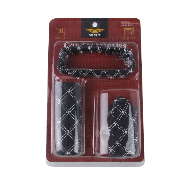 3 PCS Car Hand Brake Cover Shift Knob Gear Stick Cushion Sets Rear View Mirror Sets Cover Car Accessory Interior Decoration Pad(White) by buy2fix