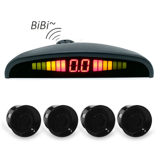 PZ316 Digital LED Crescent Shape Display Rear View Mirror Car Recorder for Truck with 4 Rear Radar - Radar Detectors by buy2fix | Online Shopping UK | buy2fix