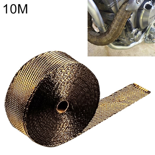 10m Titanium Gold Exhaust Wrap Auto Motor Exhaust Heat Shield Wrap Heat Resistant Wrap - Exhaust Pipes by buy2fix | Online Shopping UK | buy2fix