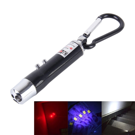 2pcs Outdoor Keychain Metal Shell Mini LED Flashlight Laser Light with Money Detecting(Black) by buy2fix