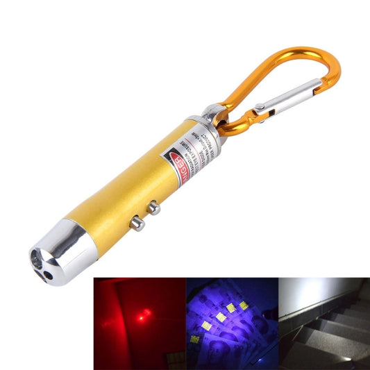 2 PCS Portable Colorful Metal Shell Mini LED Flashlight Torch Light Laser Light Keychain Outdoor for Hiking Climbing Money Detecting(Gold) by buy2fix