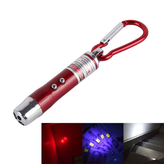 2 PCS Portable Colorful Metal Shell Mini LED Flashlight Torch Light Laser Light Keychain Outdoor for Hiking Climbing Money Detecting(Red) by buy2fix