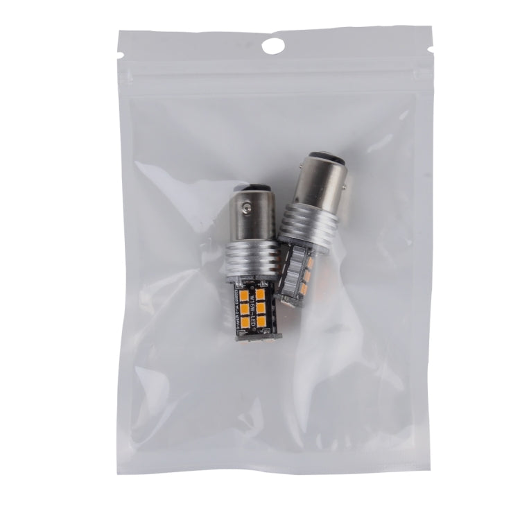 2 PCS 1157/BAY15D 3W 15 SMD-3528-LEDs Car Turn Light, DC 12V(Yellow Light) - Arrow Turn Lights by buy2fix | Online Shopping UK | buy2fix