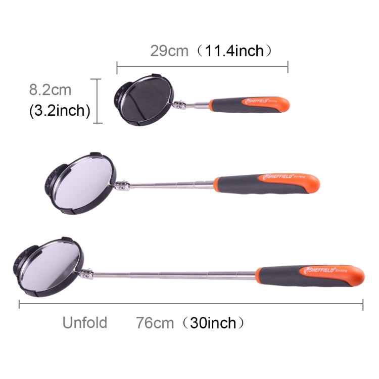 Retractable Vehicle Car Chassis Inspection Mirror with 3 PCS 5mm LED Lights, Mirror Diameter: 82mm, Max Expanding Length: 760mm - Electronic Test by buy2fix | Online Shopping UK | buy2fix