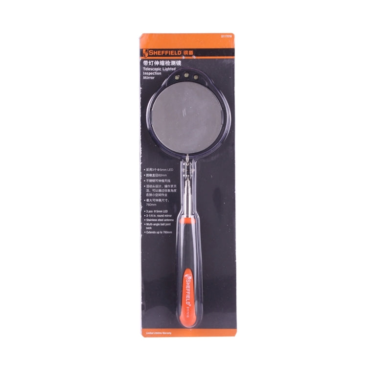 Retractable Vehicle Car Chassis Inspection Mirror with 3 PCS 5mm LED Lights, Mirror Diameter: 82mm, Max Expanding Length: 760mm - Electronic Test by buy2fix | Online Shopping UK | buy2fix