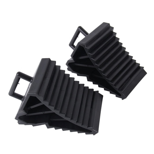 2pcs Solid Rubber Wheel Chock with Handle for Vehicles Under 2.5 Tons - Car Road Trouble Clearer by buy2fix | Online Shopping UK | buy2fix