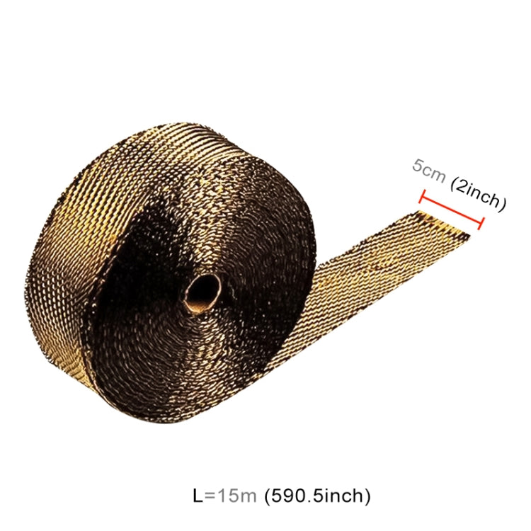 15m Titanium Gold Exhaust Wrap Auto Motor Exhaust Heat Shield Wrap Heat Resistant Wrap - Exhaust Pipes by buy2fix | Online Shopping UK | buy2fix