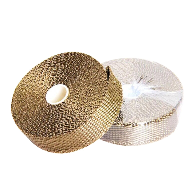 15m Titanium Gold Exhaust Wrap Auto Motor Exhaust Heat Shield Wrap Heat Resistant Wrap - Exhaust Pipes by buy2fix | Online Shopping UK | buy2fix