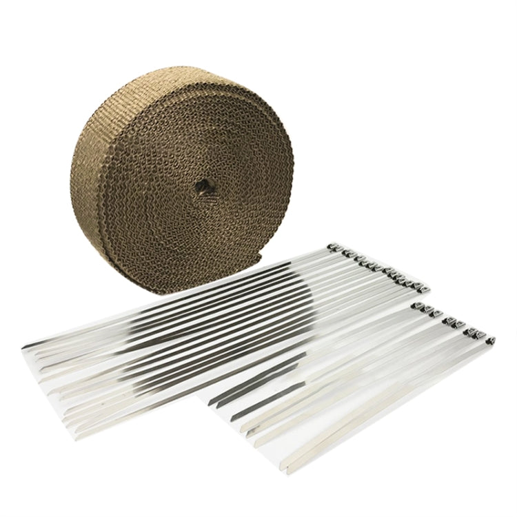 15m Titanium Gold Exhaust Wrap Auto Motor Exhaust Heat Shield Wrap Heat Resistant Wrap - Exhaust Pipes by buy2fix | Online Shopping UK | buy2fix
