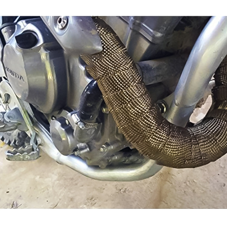 15m Titanium Gold Exhaust Wrap Auto Motor Exhaust Heat Shield Wrap Heat Resistant Wrap - Exhaust Pipes by buy2fix | Online Shopping UK | buy2fix