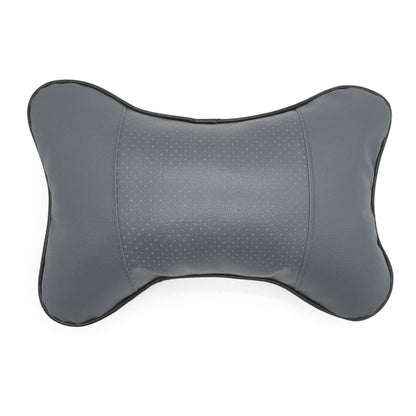 Four Seasons Breathable Leather Surface Car Neck Pillow Head Pillow(Grey) by buy2fix
