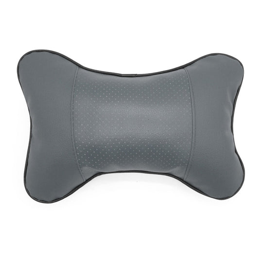 Four Seasons Breathable Leather Surface Car Neck Pillow Head Pillow(Grey) by buy2fix
