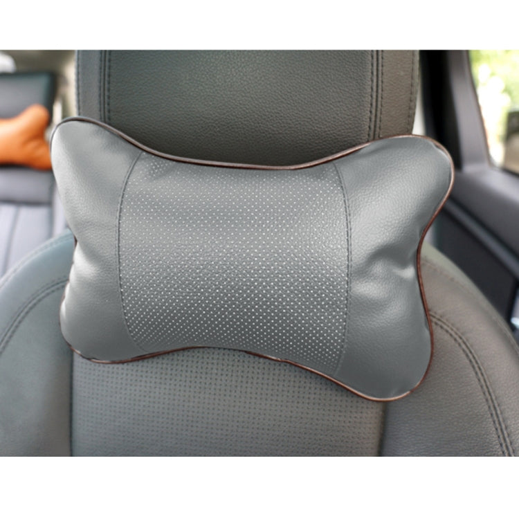 Four Seasons Breathable Leather Surface Car Neck Pillow Head Pillow(Grey) by buy2fix