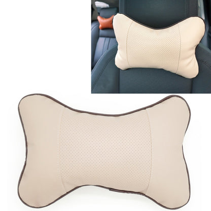 Four Seasons Breathable Leather Surface Car Neck Pillow Head Pillow(Beige) by buy2fix