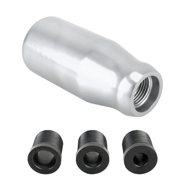 Universal Car Modified Gear Shift Knob Solid Color Smooth Auto Transmission Shift Lever Knob with Three Rubber Covers(Silver) by buy2fix