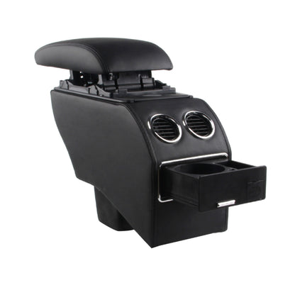 Car ABS Leather Wrapped Armrest Box, Fast Charge USB Holes and Cables for New Fit (Black Line with Air Outlet)(Black) by buy2fix