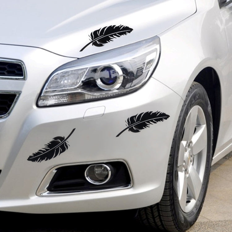 10 PCS Emblem Feather Car Stickers Waterproof Plastic Decal Sticker(Black) by buy2fix