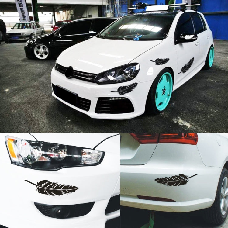 10 PCS Emblem Feather Car Stickers Waterproof Plastic Decal Sticker(Black) by buy2fix