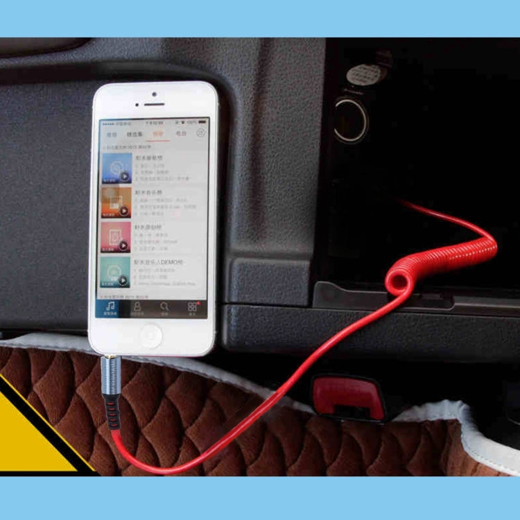 3.5mm 3-pole Male to Male Plug Audio AUX Retractable Coiled Cable, Length: 1.5m(Red) by buy2fix