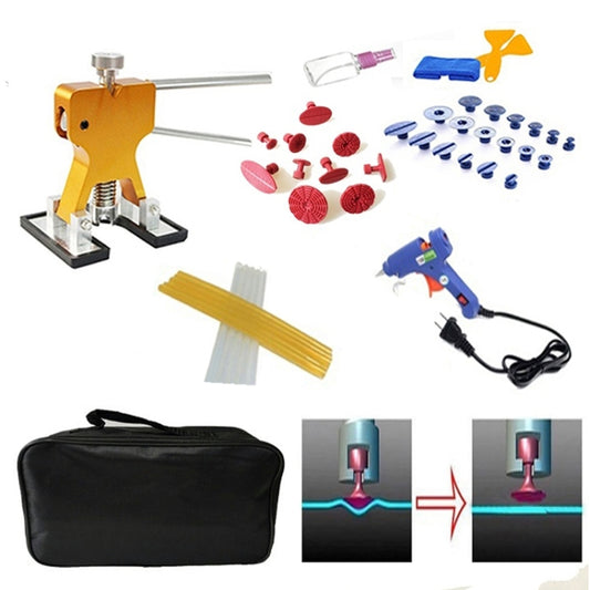 44 in 1 Auto Car Metal PDR Dent Lifter-Glue Puller Tab Hail Removal Paintless Car Dent Repair Tools Kit, with 20W Glue Gun, US Plug or EU Plug by buy2fix