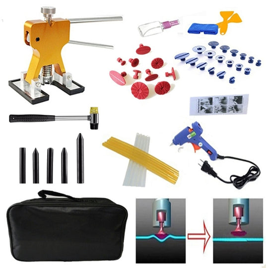 50 in 1 Auto Auto Metall PDR Dent Lifter-Klebeabzieher Lasche Hagelentfernung Paintless Car Dent Repair Tools Kit, mit 20W Klebepistole, US-Stecker oder EU-Stecker