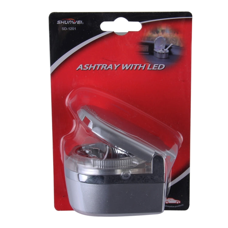 SHUNWEI SD-1201 Mini Portable Car Ashtray Blue LED Light for Dashboard Cigar Cigarette(Silver) by buy2fix