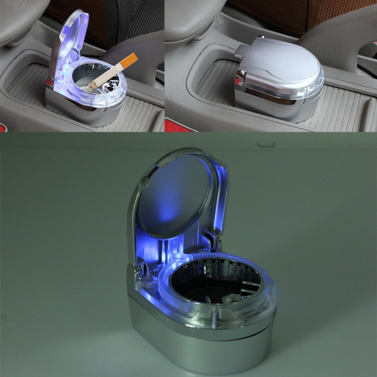 SHUNWEI SD-1201 Mini Portable Car Ashtray Blue LED Light for Dashboard Cigar Cigarette(Silver) by buy2fix