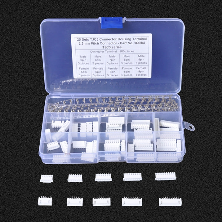 25 Sets TJC3 2.5mm XH 5P 6P 7P 8P 9Pin Male Female Housing Connector with Crimps - Booster Cable & Clip by buy2fix | Online Shopping UK | buy2fix