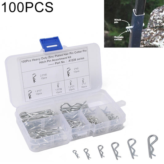 100 PCS Heavy Duty Zinc Plated Cotter R Tractor Clip Pin for Car / Boat / Garages - Booster Cable & Clip by buy2fix | Online Shopping UK | buy2fix