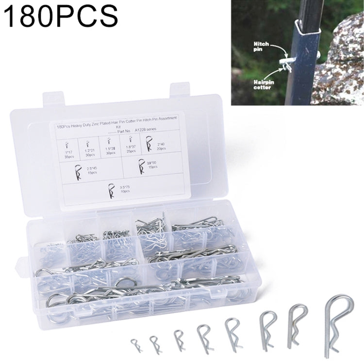 180 PCS Heavy Duty Zinc Plated Cotter R Tractor Clip Pin for Car / Boat / Garages - Booster Cable & Clip by buy2fix | Online Shopping UK | buy2fix