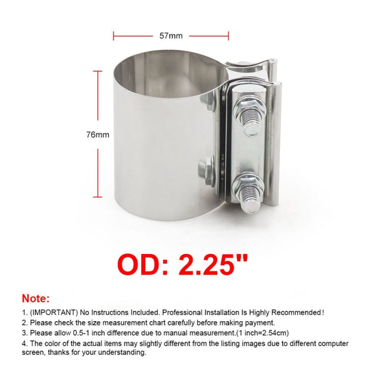 2.25 inch Car Turbo Exhaust Downpipe Stainless Steel Lap Joint Band Clamp - Booster Cable & Clip by buy2fix | Online Shopping UK | buy2fix