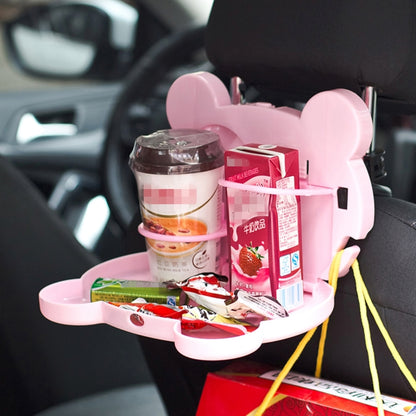 Cartoon Style Foldable Back Car Seat Drink Holder Back Seat Food Tray Storage Organizer Table(Pink) by buy2fix