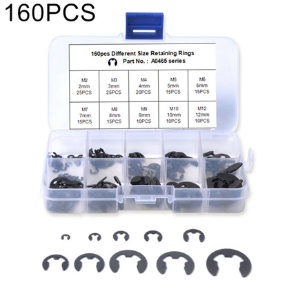 160 PCS Car E Shape Circlip Snap Ring Assortment Retaining Rings - Engine Fittings by buy2fix | Online Shopping UK | buy2fix