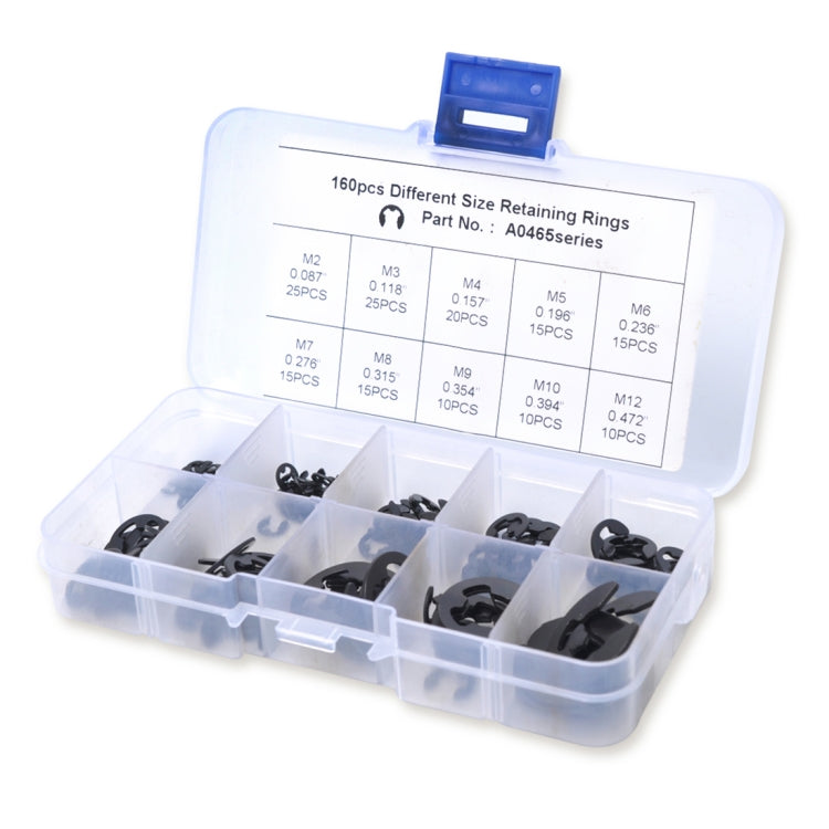 160 PCS Car E Shape Circlip Snap Ring Assortment Retaining Rings - Engine Fittings by buy2fix | Online Shopping UK | buy2fix