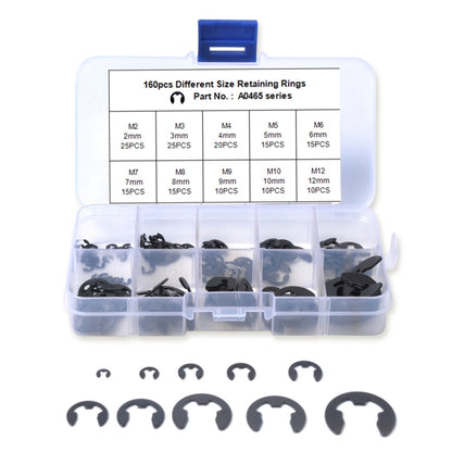 160 PCS Car E Shape Circlip Snap Ring Assortment Retaining Rings - Engine Fittings by buy2fix | Online Shopping UK | buy2fix