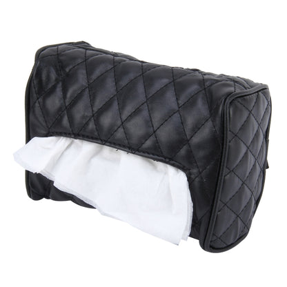 Car Auto Leather Sun Visor Backseat Hanger Tissue Box Paper Napkin Bag (Not Include Napkin)(Black) by buy2fix