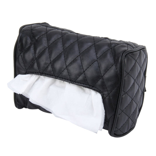 Car Auto Leather Sun Visor Backseat Hanger Tissue Box Paper Napkin Bag (Not Include Napkin)(Black) by buy2fix