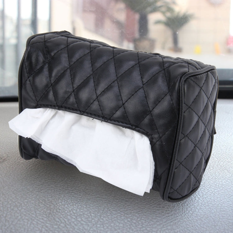 Car Auto Leather Sun Visor Backseat Hanger Tissue Box Paper Napkin Bag (Not Include Napkin)(Black) by buy2fix