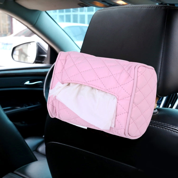 Car Auto Leather Sun Visor Backseat Hanger Tissue Box Paper Napkin Bag (Not Include Napkin)(Pink) by buy2fix