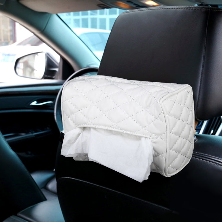 Car Auto Leather Sun Visor Backseat Hanger Tissue Box Paper Napkin Bag (Not Include Napkin)(White) by buy2fix