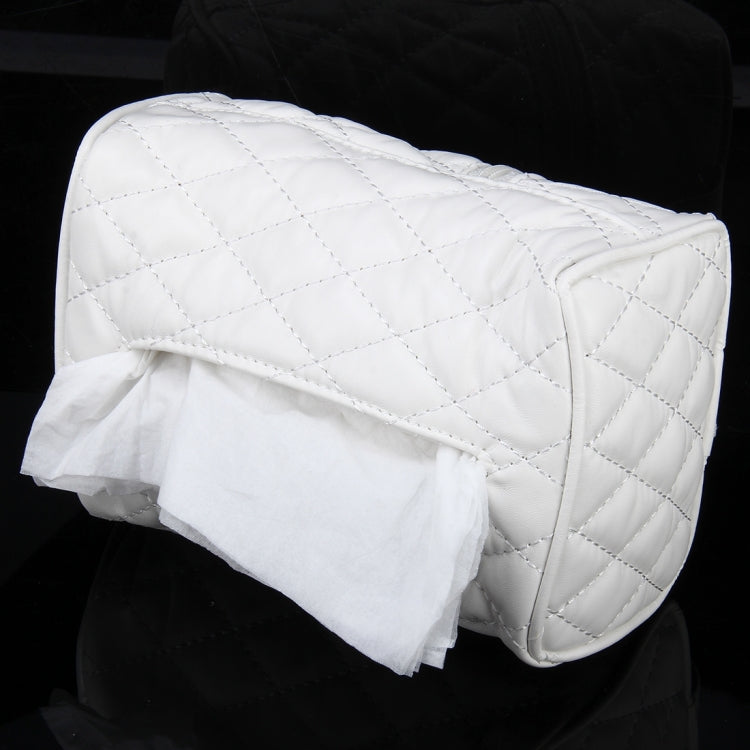 Car Auto Leather Sun Visor Backseat Hanger Tissue Box Paper Napkin Bag (Not Include Napkin)(White) by buy2fix