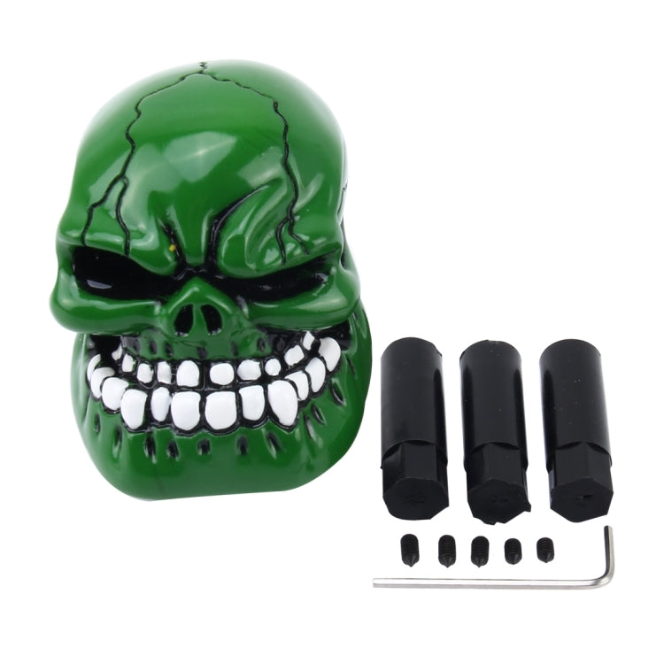 Universal Skull Head Shape ABS Manual or Automatic Gear Shift Knob with Three Rubber Covers Fit for All Car(Green) by buy2fix