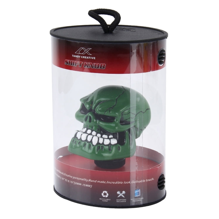 Universal Skull Head Shape ABS Manual or Automatic Gear Shift Knob with Three Rubber Covers Fit for All Car(Green) by buy2fix