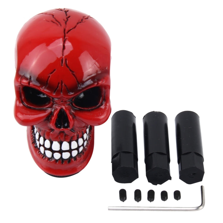 Universal Skull Head Shape ABS Manual or Automatic Gear Shift Knob with Three Rubber Covers Fit for All Car(Red) by buy2fix