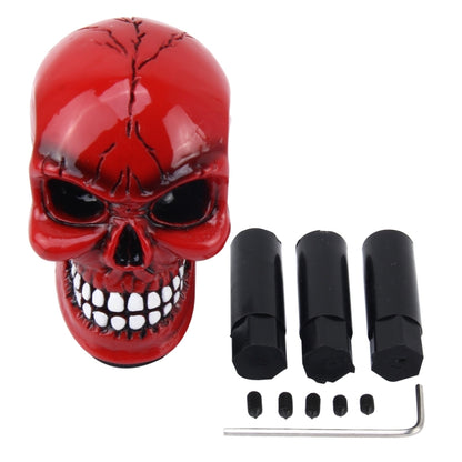 Universal Skull Head Shape ABS Manual or Automatic Gear Shift Knob with Three Rubber Covers Fit for All Car(Red) by buy2fix