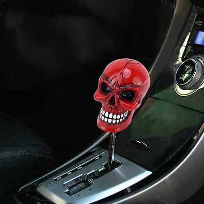 Universal Skull Head Shape ABS Manual or Automatic Gear Shift Knob with Three Rubber Covers Fit for All Car(Red) by buy2fix
