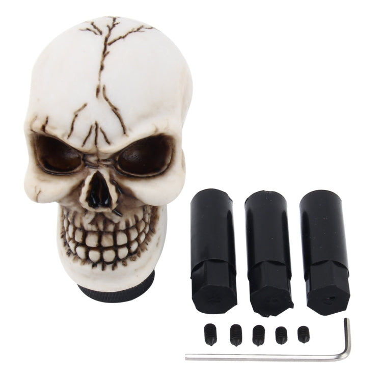 Universal Skull Head Shape ABS Manual or Automatic Gear Shift Knob with Three Rubber Covers Fit for All Car(White) by buy2fix