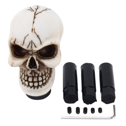 Universal Skull Head Shape ABS Manual or Automatic Gear Shift Knob with Three Rubber Covers Fit for All Car(White) by buy2fix