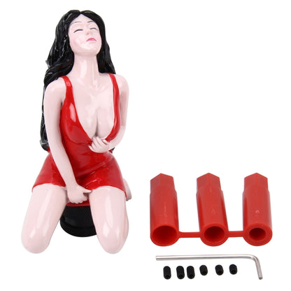 Universal Sexy Beauty Shape ABS Manual or Automatic Gear Shift Knob with Three Rubber Covers Fit for All Car(Red) by buy2fix
