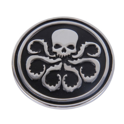 Skull Pattern Circular Shape Shining Metal Car Free Sticker(Black) by buy2fix